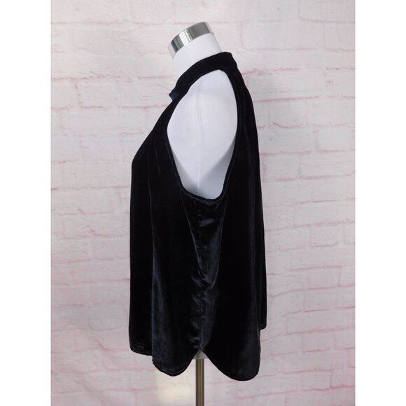 LOFT Black Velvet Halter Top M Sleeveless High Neck Blouse NWT Holiday - Picture 4 of 13